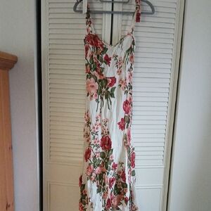Reformation White and Red Floral Maxi Dress